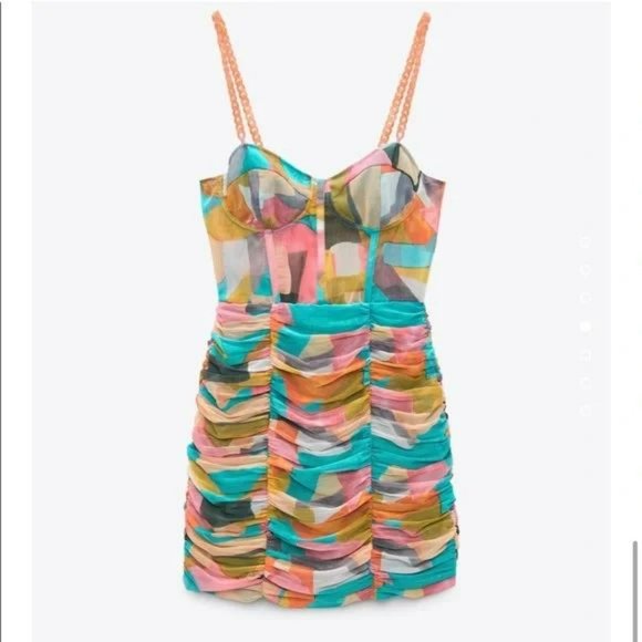 ZARA Chain Strap Print Dress - Picture 13 of 14